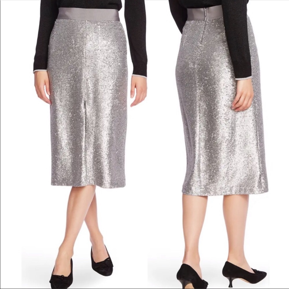Elegant Silver Sequin Skirt